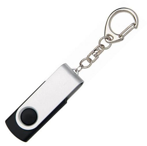 Obrázky: USB kľúč Twister na prívesku, 16GB, strieb.-čierna