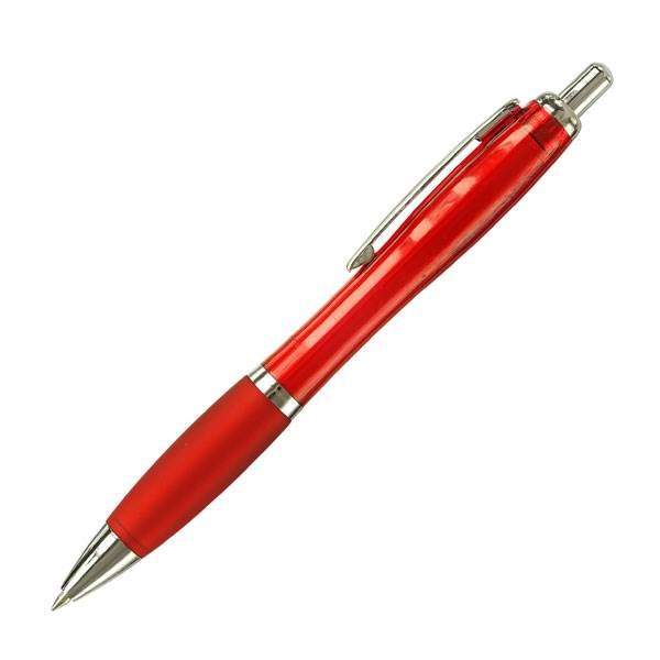 Obrázky: OKAY, guličkové pero, transparentná červená, Obrázok 3