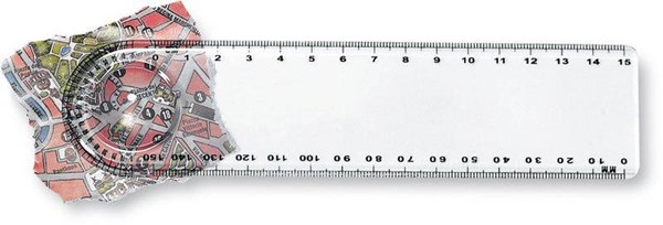 Obrázky: Pravítko 15 cm s lupou a uhlomerom, transparentná, Obrázok 1