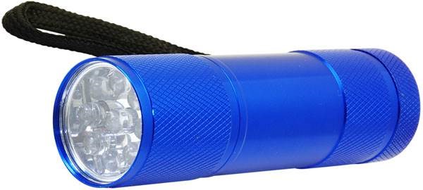 Obrázky: Kovová baterka s 9 LED v modrej farbe, Obrázok 2