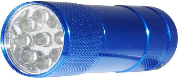 Obrázky: Kovová baterka s 9 LED v modrej farbe, Obrázok 3