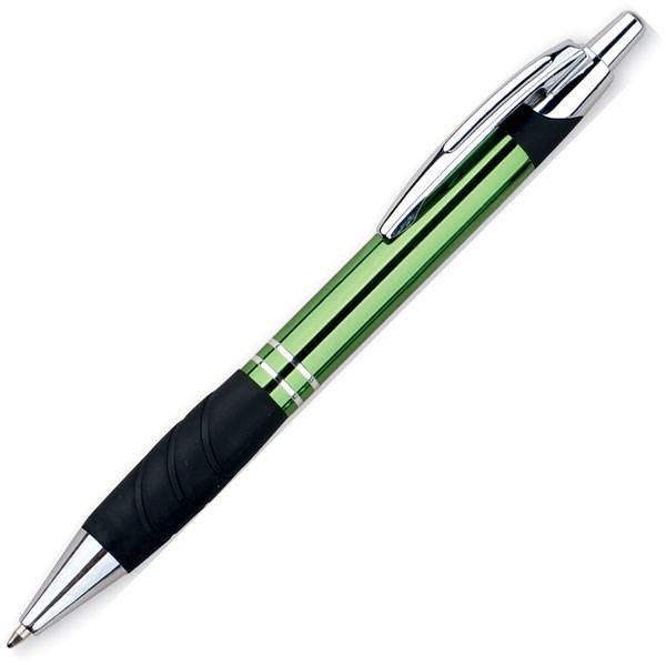 Obrázky: Zelené kovové guličkové pero BIRD s gumou