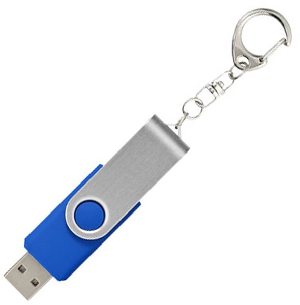 Obrázky: Twister strieb.-modrý USB flash disk,prívesok,8GB