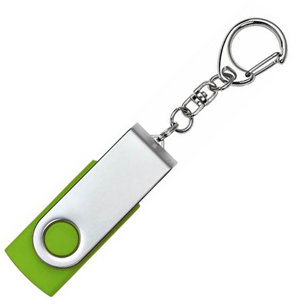 Obrázky: Twister str.-zelený USB flash disk,prívesok,2GB