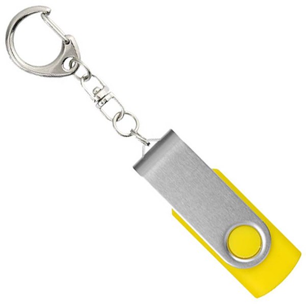 Obrázky: Twister strieb.-žltý USB flash disk,prívesok,4GB