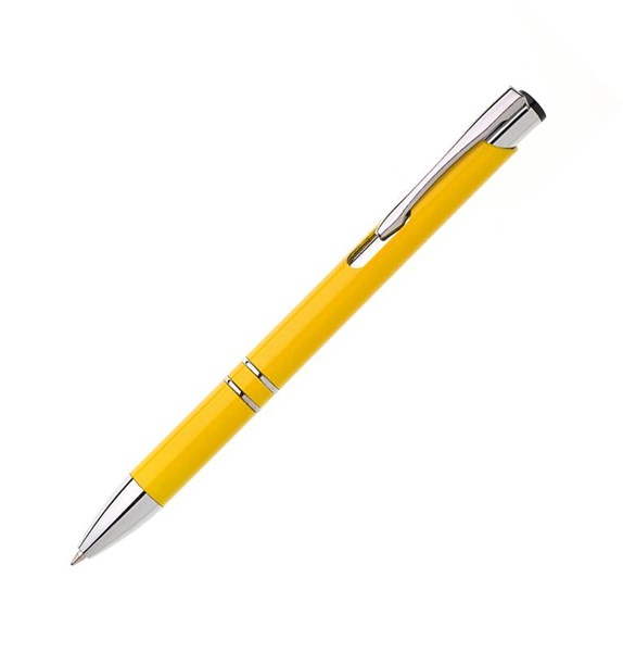 Obrázky: Žlté plastové guličkové pero JOLA, modrá náplň, Obrázok 1