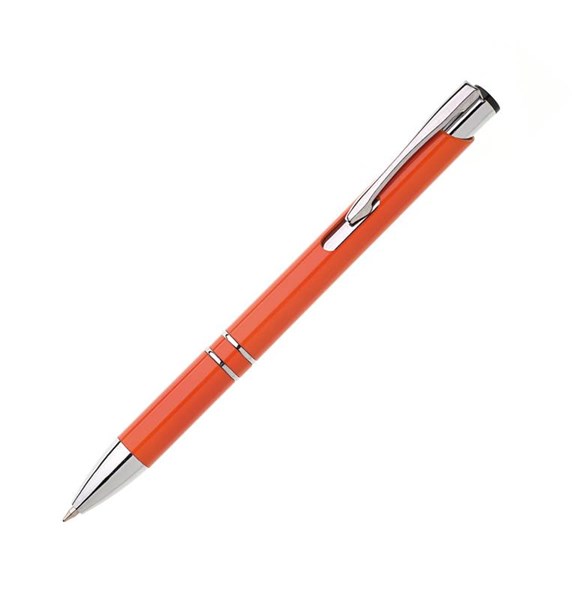 Obrázky: Oranžové plastové guličkové pero JOLA, modrá náplň