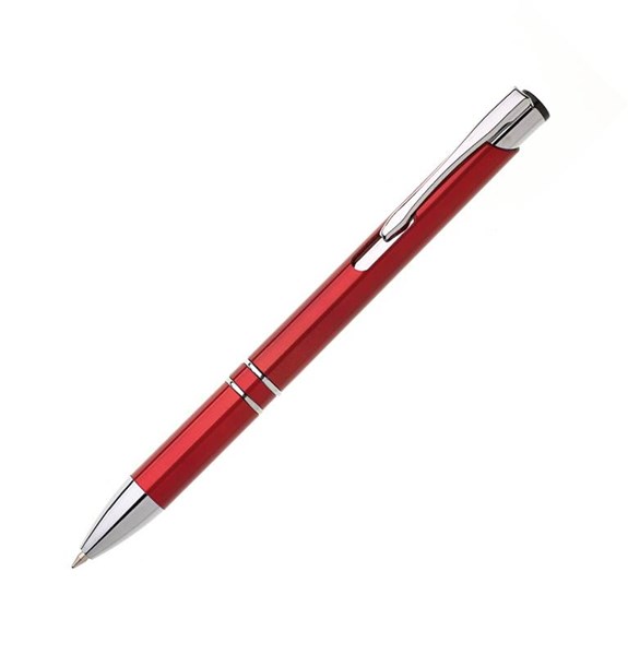Obrázky: Červené plastové guličkové pero JOLA, modrá náplň, Obrázok 1