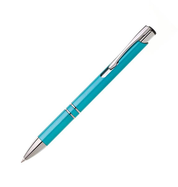 Obrázky: Tyrkysové plastové guličkové pero JOLA,modrá náplň, Obrázok 1