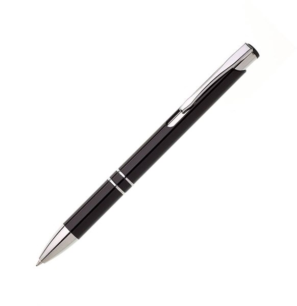 Obrázky: Čierne plastové guličkové pero JOLA, modrá náplň