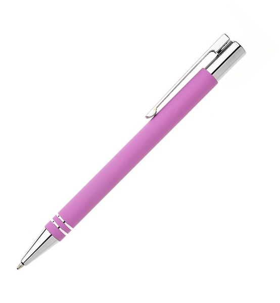 Obrázky: Ružové kovové guličkové pero v tubuse, Obrázok 2