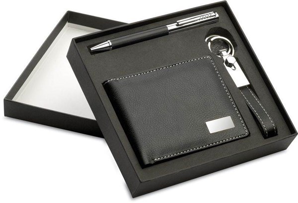 Obrázky: Darčeková sada, pero, prívesok, peňaženka, čierna, Obrázok 1