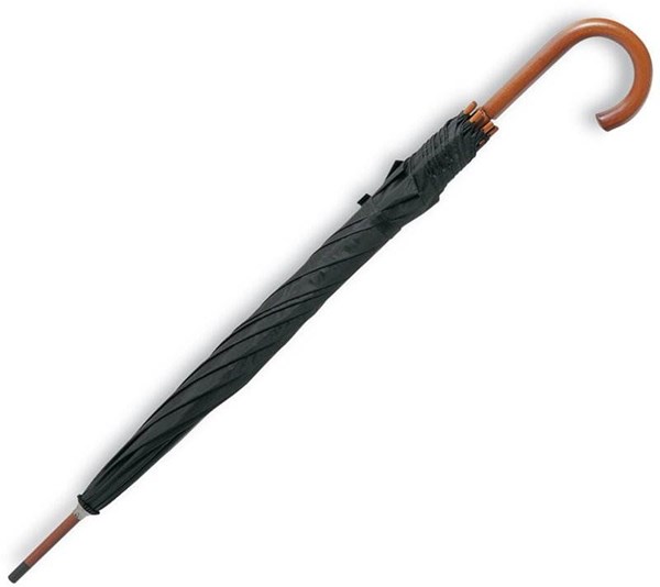 Obrázky: Klasický dáždnik s drevenou rúčkou, čierna, Obrázok 1