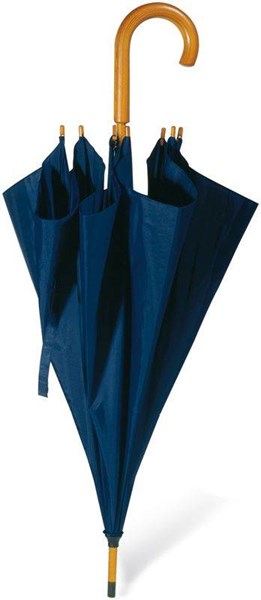 Obrázky: Automatický dáždnik, drevená rúčka, modrá, Obrázok 1