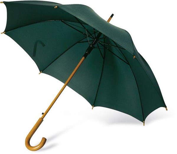 Obrázky: Automatický dáždnik, drevená rúčka, zelená, Obrázok 1