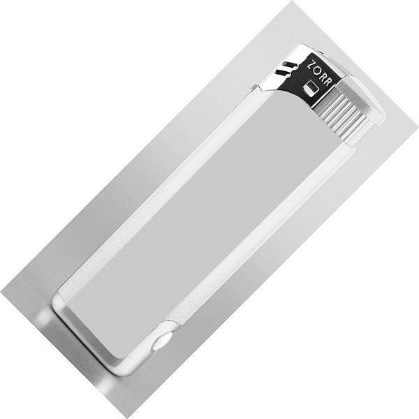 Obrázky: Plniteľný zapaľovač s LED svetlom, biela, Obrázok 1