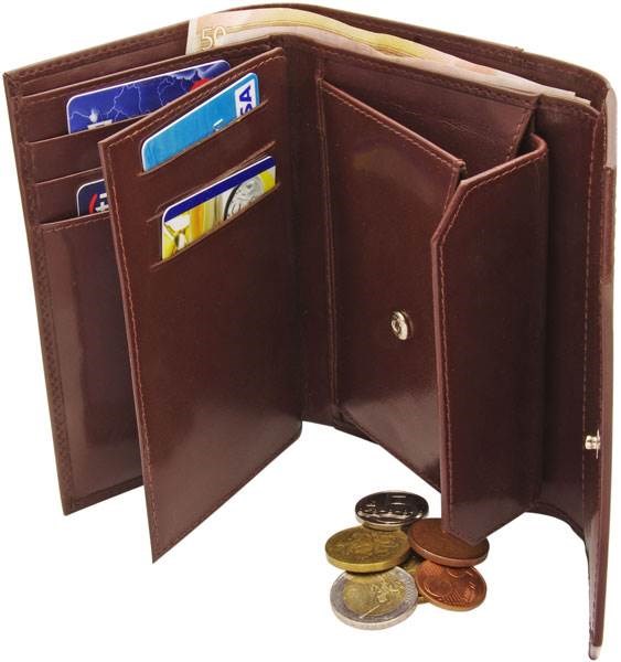 Obrázky: Dámska kožená peňaženka z luxusnej hnedej kože, Obrázok 2
