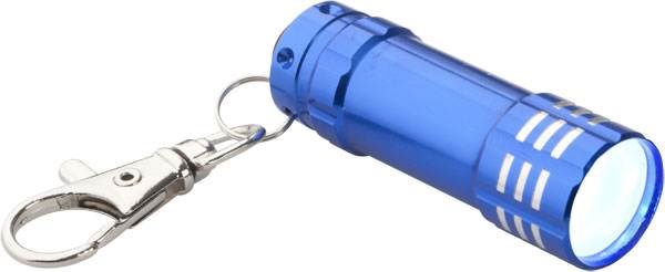 Obrázky: Hliníková LED minibaterka s karabínkou, modrá