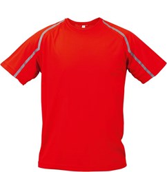 Obrázky: Červené tričko FITS s reflexnými pásikmi, veľ.L