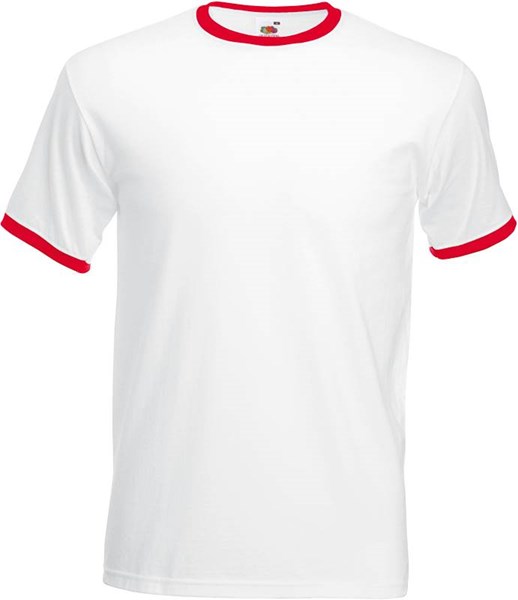 Obrázky: Tričko RINGER T 165, biele s červenými lemami L