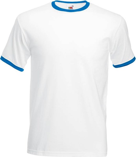 Obrázky: Tričko RINGER T 165, biele s kráľ.modrými lemami M