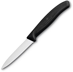 Obrázky: Čierny nôž na zeleninu VICTORINOX, vlnková čepeľ 8