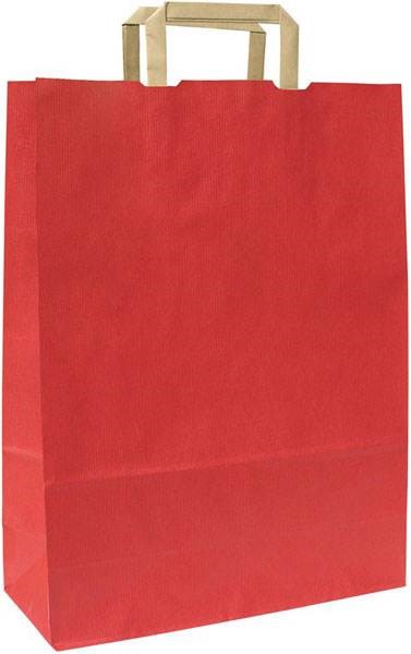 Obrázky: Papierová taška 18x8x25 cm, ploché držadlo,červená