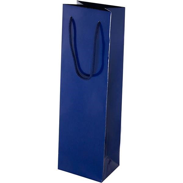Obrázky: Papierová taška,12x9x40cm,textil. šnúrka,modrá,lak, Obrázok 2