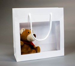 Obrázky: Papierová taška s okienkom 23x9x23 cm,textil.šnúr.