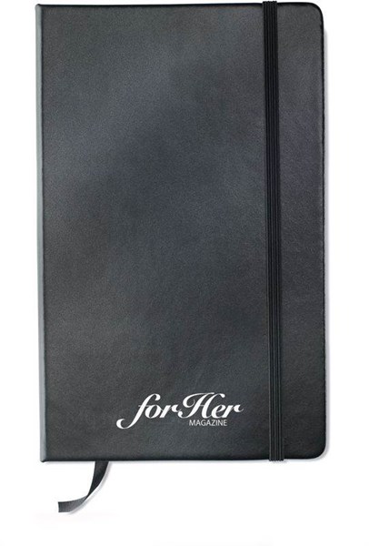 Obrázky: A5 poznámkový blok s PU obalom, 120 strán, čierna, Obrázok 3