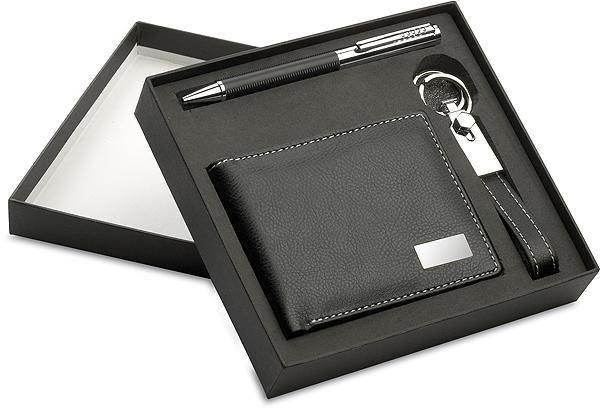 Obrázky: Darčeková sada, pero, prívesok, peňaženka, čierna, Obrázok 2