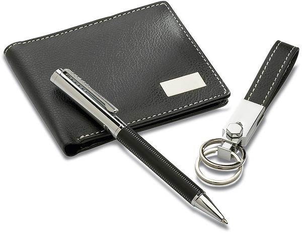 Obrázky: Darčeková sada, pero, prívesok, peňaženka, čierna, Obrázok 3