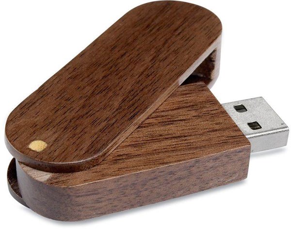 Obrázky: USB kľúč Woody, oválny 16GB, tmavé drevo, Obrázok 2