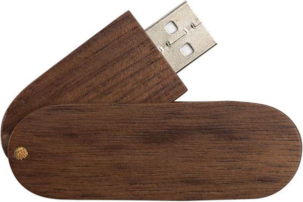 Obrázky: USB kľúč Woody, oválny 16GB, tmavé drevo, Obrázok 3
