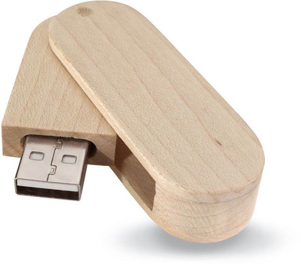 Obrázky: USB kľúč Woody, oválny 8GB, svetlé drevo, Obrázok 2