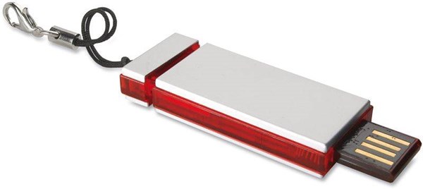 Obrázky: USB kľúč Memopush vysúvací 1 GB, červená