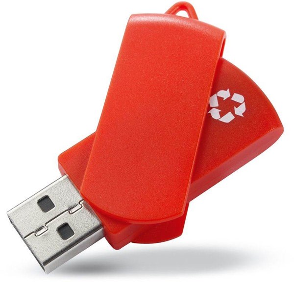 Obrázky: Recycloflash oranžový otočný USB disk 32 GB