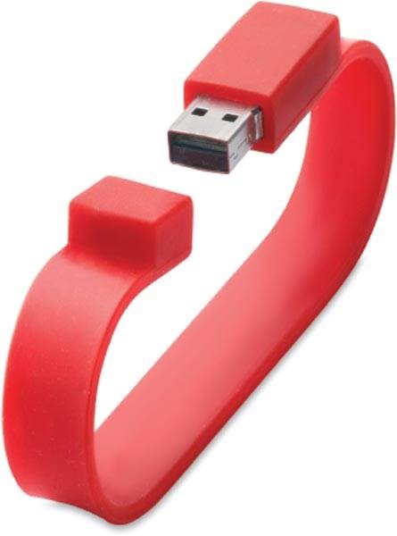 Obrázky: Wristflash USB disk červený náramok  4GB, Obrázok 2