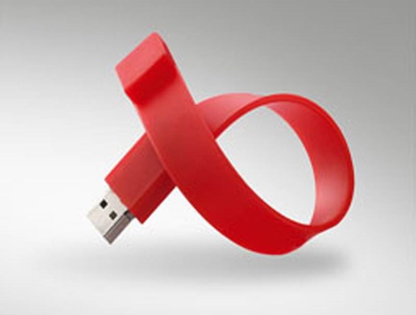 Obrázky: Wristflash USB disk červený náramok  4GB, Obrázok 4