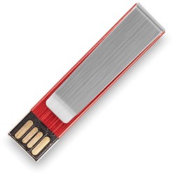 Obrázky: Červený hliníkový flash disk 4GB s klipom