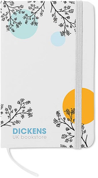 Obrázky: Biely linajkový zápisník s elastickou páskou, A6, Obrázok 2