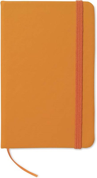 Obrázky: Oranžový linajkový zápisník s elastic.páskou, A6