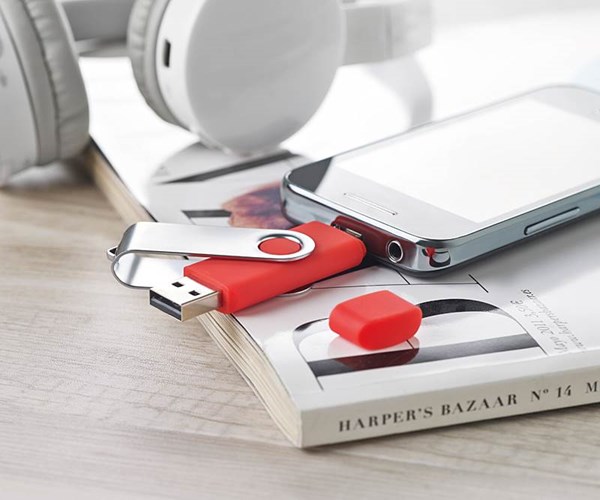Obrázky: OTG Twister flash disk 2 GB s micro USB,červený, Obrázok 2