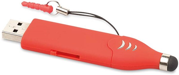 Obrázky: OTG Touch USB flash disk 2 GB so stylusom,červený, Obrázok 3