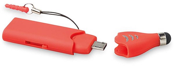 Obrázky: OTG Touch USB flash disk 2 GB so stylusom,červený, Obrázok 4