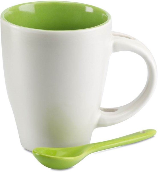 Obrázky: Dvojfarebná keramická šálka s lyžičkou, 300 ml., Obrázok 2