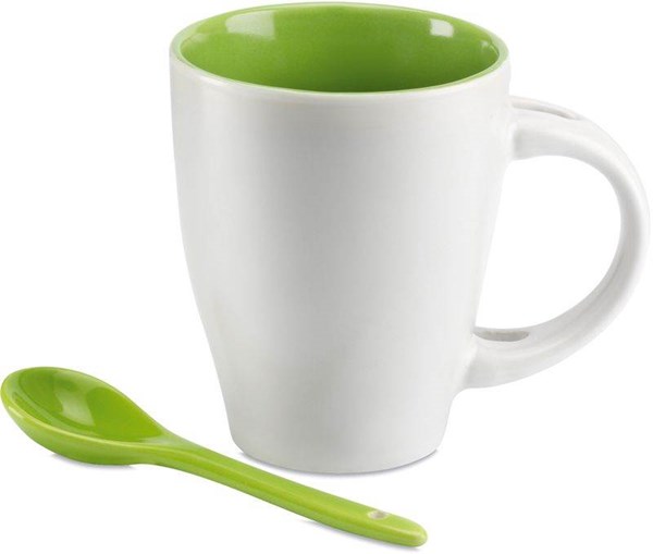 Obrázky: Dvojfarebná keramická šálka s lyžičkou, 300 ml., Obrázok 3