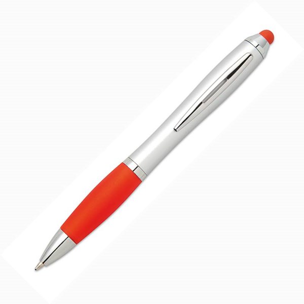 Obrázky: Plastové guličkové pero so stylusom červené