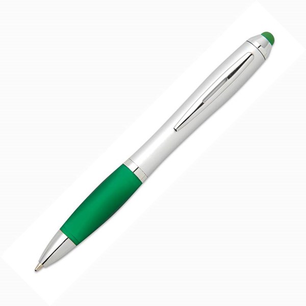 Obrázky: Plastové guličkové pero so stylusom zelené