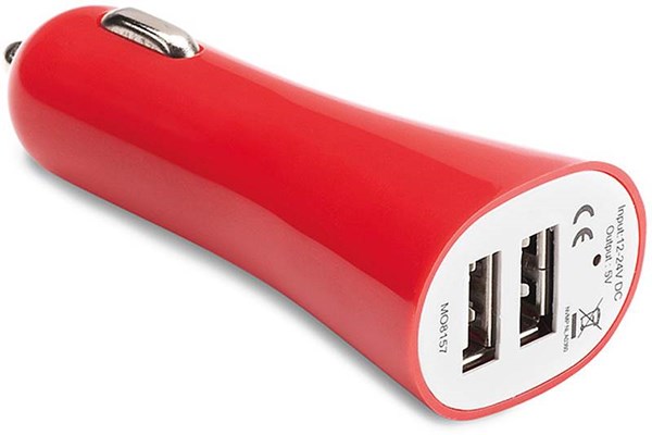 Obrázky: Červená duálna USB nabíjačka do auta, Obrázok 2